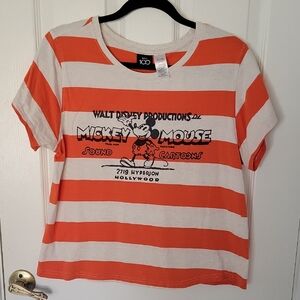 Disney Orange and White Mickey Mouse Tee
